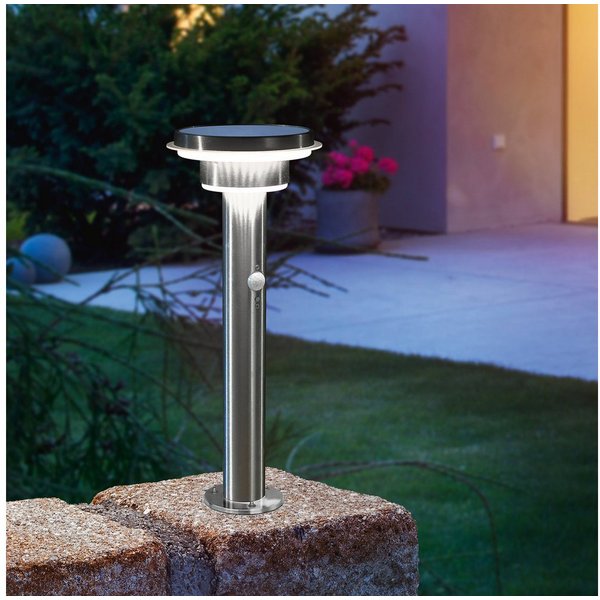 esotec LED Solarleuchte PIR Edelstahl Standleuchte Tini H=45cm 4000K 40 LEDs outdoor 102596, LED fest integriert