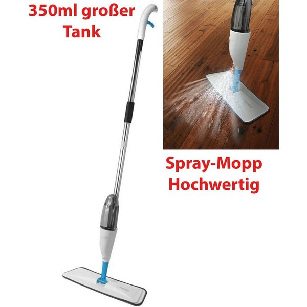 Esperanza Dampfmopp Wischmopp mit Staubauffangbehälter aus Kohlefaser Sprühkopf 350&600ml, Beweglicher Kopf & inkl Reinigungstuch Mikrofaser & Rostfreier Stahl