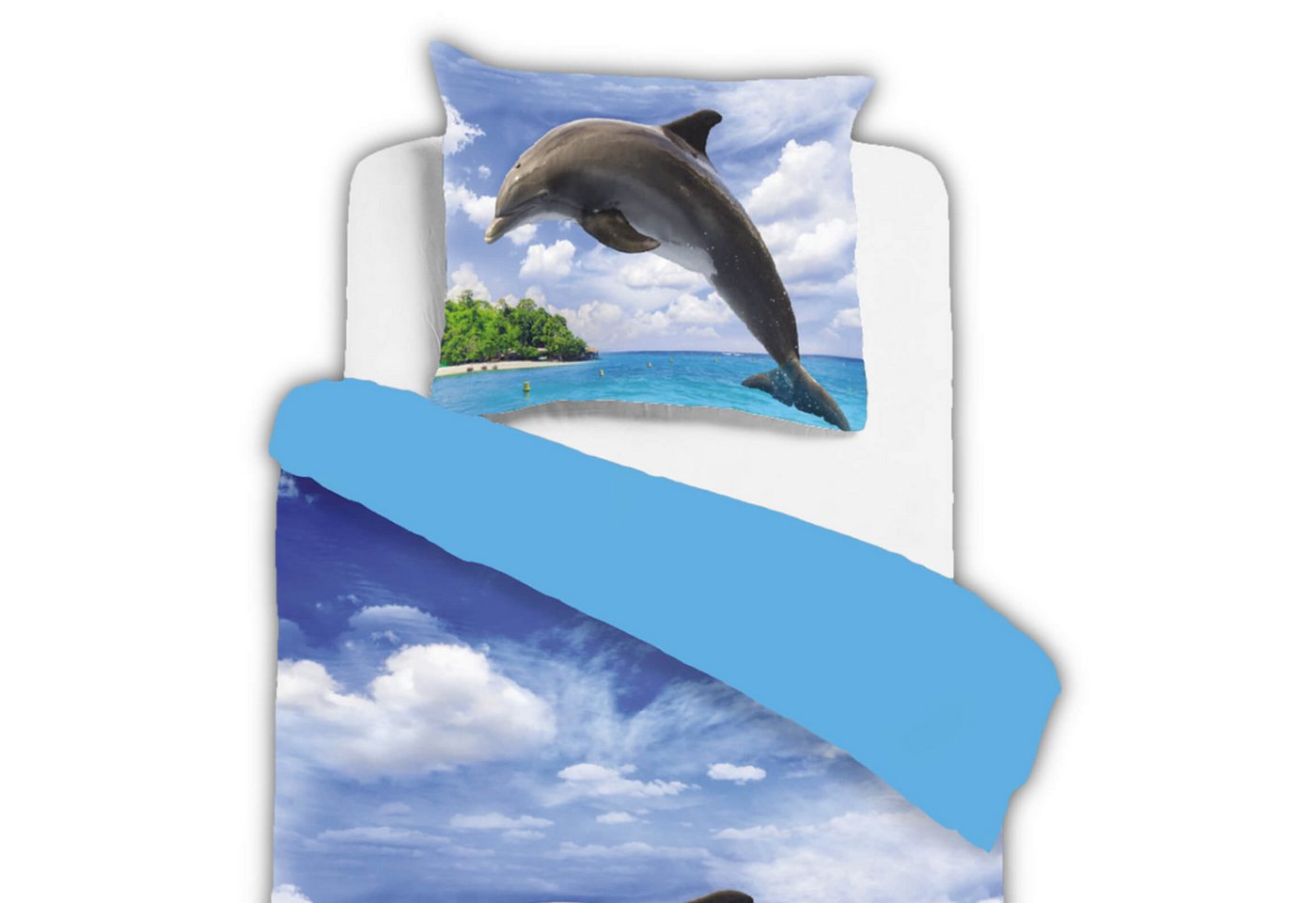 ESPiCO Bettwäsche Delfin Insel, Renforcé, 2 teilig, Karibik, Meer, Delphin, Ozean – Bild 2 von 5