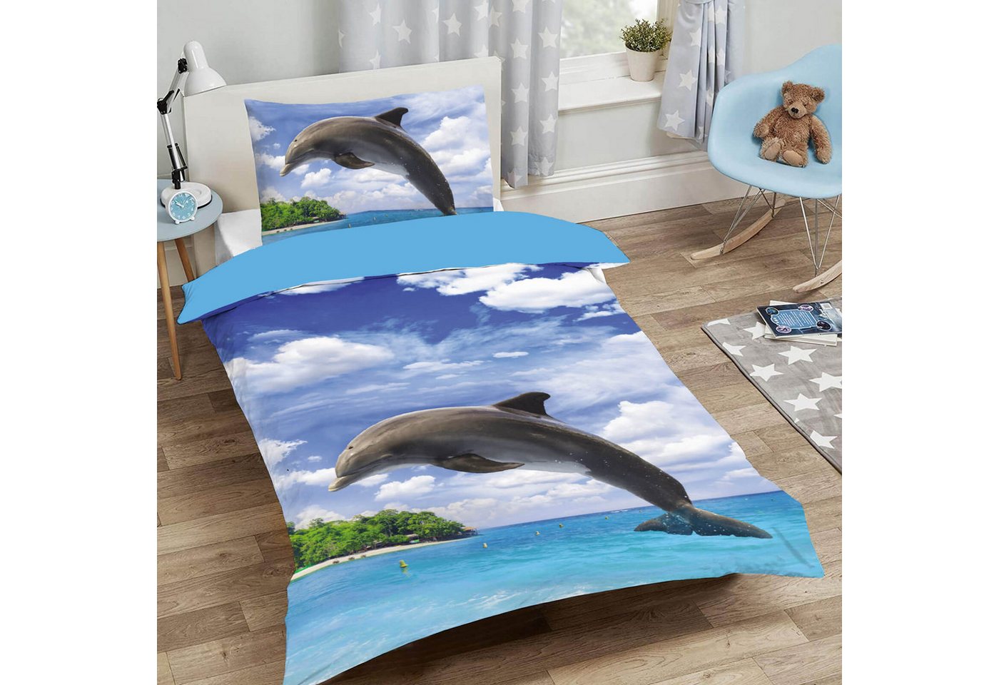 ESPiCO Bettwäsche Delfin Insel, Renforcé, 2 teilig, Karibik, Meer, Delphin, Ozean – Bild 5 von 5