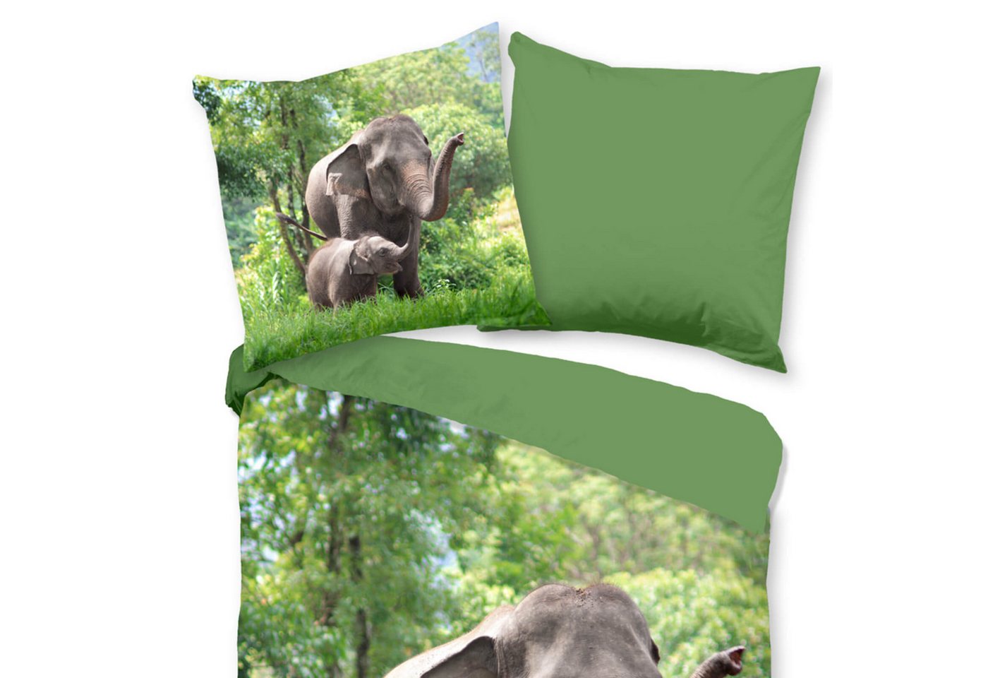 ESPiCO Bettwäsche Elefanten Trendy Bedding, Renforcé, 2 teilig, Elefant, Elefantenkalb, Tiermotiv – Bild 3 von 5