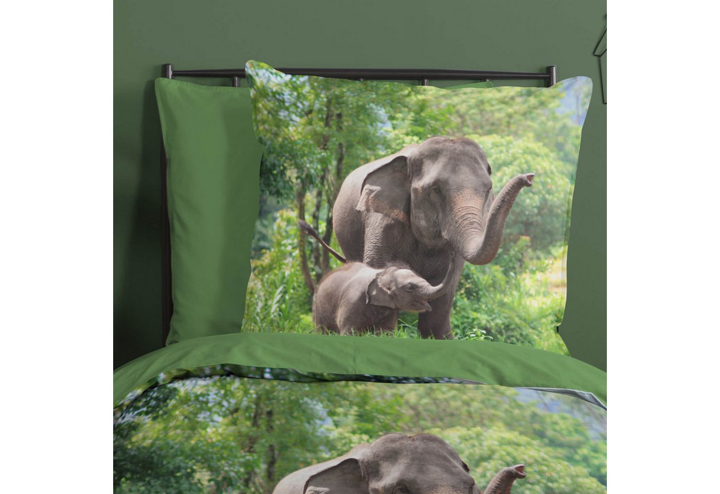 ESPiCO Bettwäsche Elefanten Trendy Bedding, Renforcé, 2 teilig, Elefant, Elefantenkalb, Tiermotiv – Bild 4 von 5