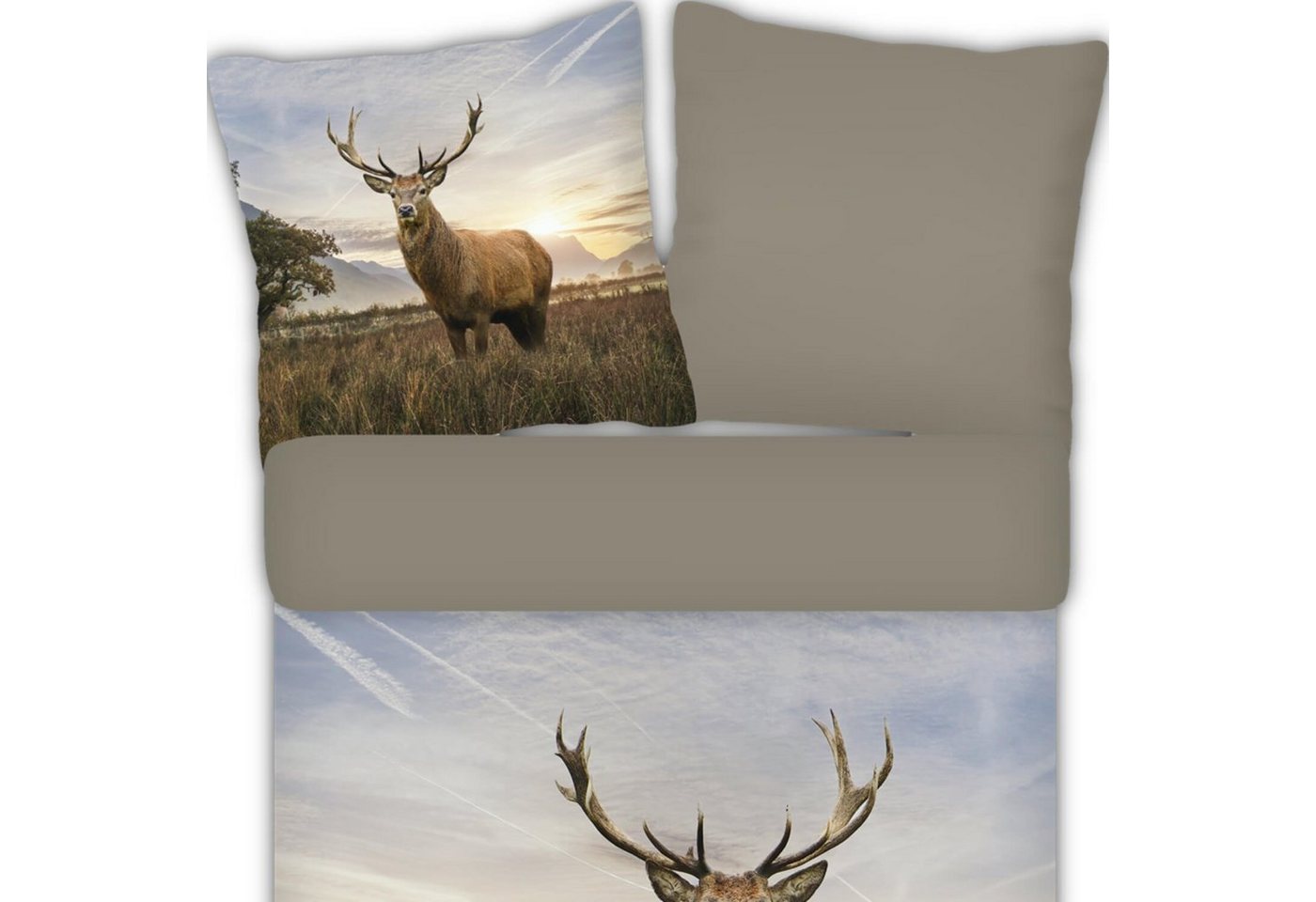 ESPiCO Bettwäsche Hirsch Trendy Bedding Renforcé, Renforcé, 2 teilig, Geweih, Tiermotiv, Afrika – Bild 2 von 5