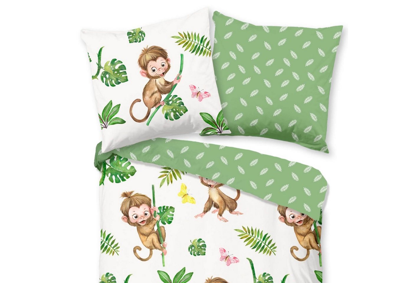 ESPiCO Bettwäsche Kletteraffe Grün, Baumwolle, 2 teilig, Trendy Bedding – Bild 2 von 5