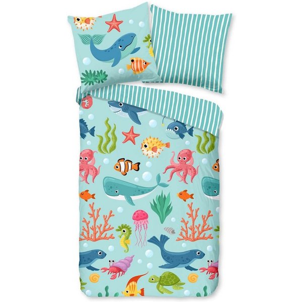 ESPiCO Bettwäsche Meereswelt Blau, Baumwolle, 2 teilig, Trendy Bedding