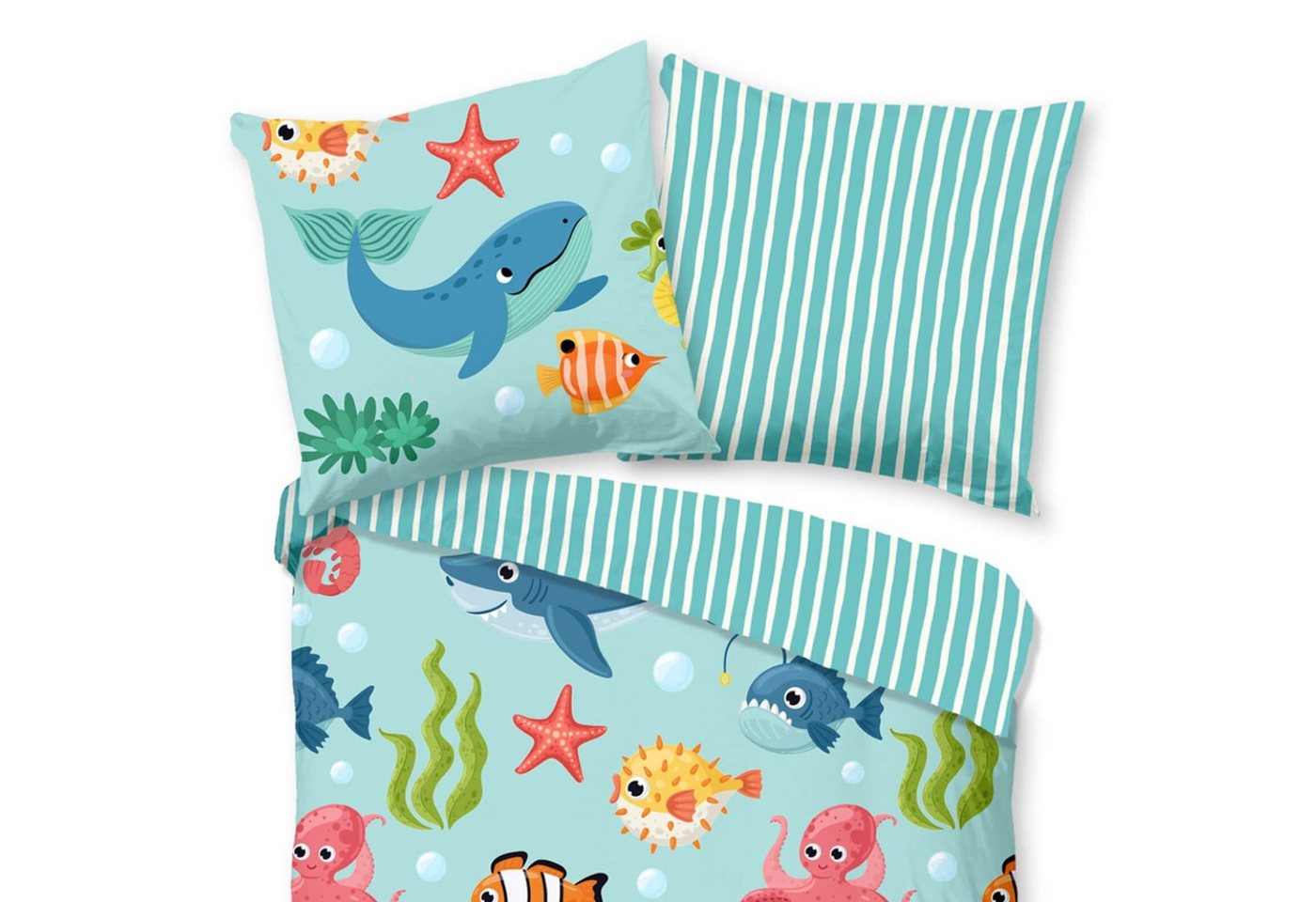ESPiCO Bettwäsche Meereswelt Blau, Baumwolle, 2 teilig, Trendy Bedding – Bild 2 von 5
