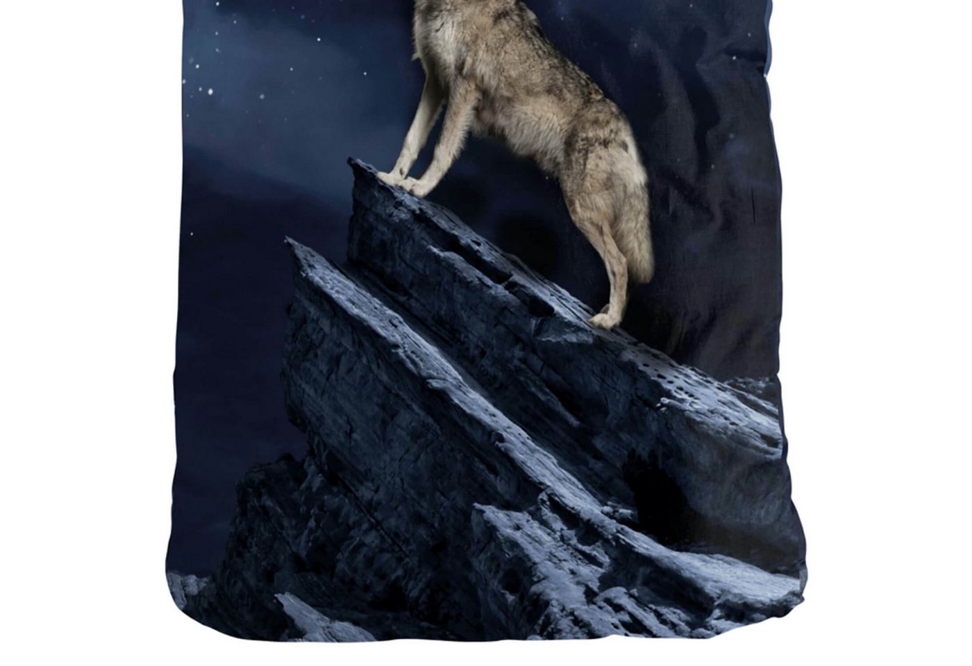 ESPiCO Bettwäsche Wolf Vollmond, Renforcé, 2 teilig, Raubtier, Sterne, Mond – Bild 3 von 5
