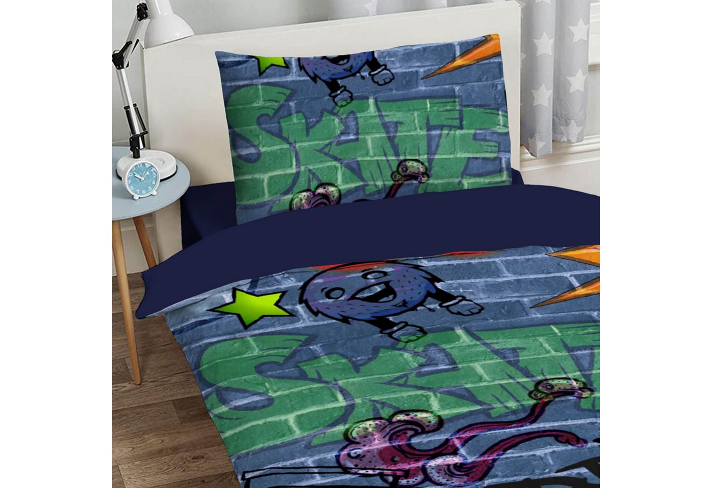 ESPiCO Jugendbettwäsche Graffiti, Renforcé, 2 teilig, Digitaldruck, Skateboard, Musik – Bild 5 von 5