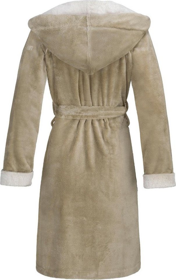Esprit Damenbademantel Cosy, ideal für Sauna & Spa, Hotelbademantel, Morgenmantel, Kurzform, Microfaser, Kapuze, Gürtel, mit Kapuze & Logostickerei, kurz – Bild 2 von 3