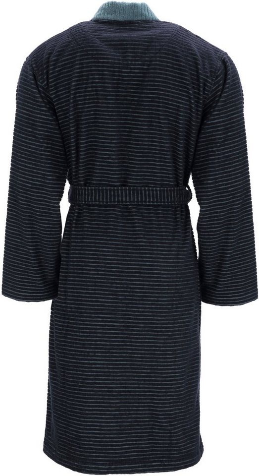 Esprit Herrenbademantel Double Stripe, ideal für Sauna & Spa, Hotelbademantel, Morgenmantel, Langform, Webfrottier, Kimono-Kragen, Gürtel, Doubleface Kimonomant – Bild 2 von 3