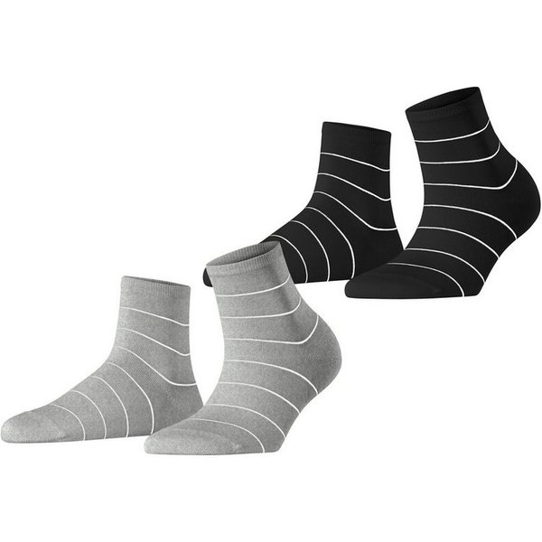 Esprit Kurzsocken Fine Line (2 Paar) mit feinem Streifenmuster, schmales Bündchen