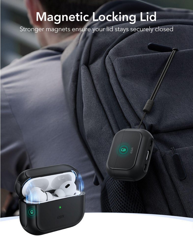 ESR Kopfhörer-Schutzhülle Orbit Hybrid HaloLock Case, Mag-Safe kompatiebel, Starke Magnete, Lautsprecherausschnitte – Bild 4 von 5