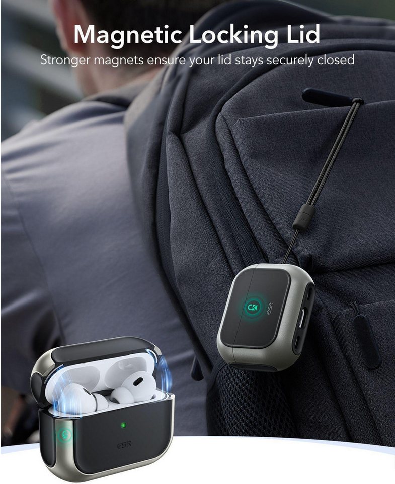 ESR Kopfhörer-Schutzhülle Orbit Hybrid HaloLock Case, Mag-Safe kompatiebel, Starke Magnete, Lautsprecherausschnitte – Bild 4 von 5