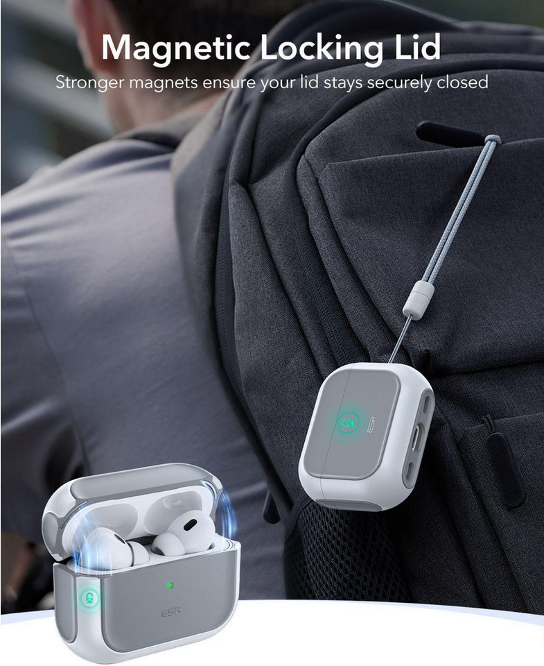 ESR Kopfhörer-Schutzhülle Orbit Hybrid HaloLock Case, Mag-Safe kompatiebel, Starke Magnete, Lautsprecherausschnitte – Bild 4 von 5