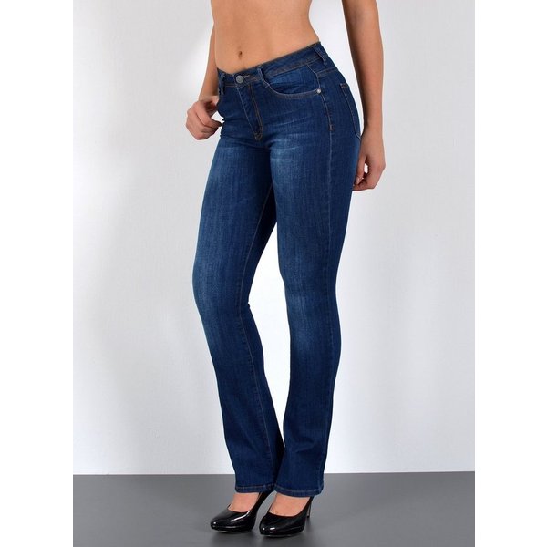 ESRA Bootcut-Jeans Damen Bootcut Jeans High Waist Schlaghose weite Jeans bis Übergröße B7