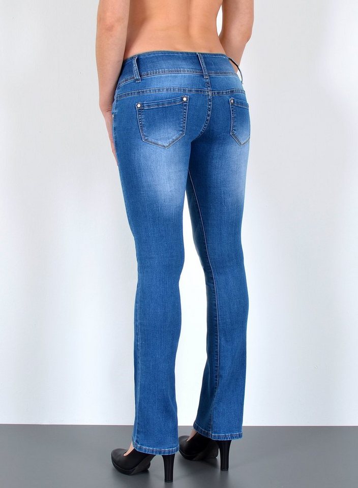 ESRA Bootcut-Jeans Damen Flared Jeans Bootcut Damen Jeanshose Schlaghose Schlagjeans B6 Bootcut Jeans Damen Low Waist Stretch Jeans Damen Schlag bis Übergröße – Bild 4 von 4
