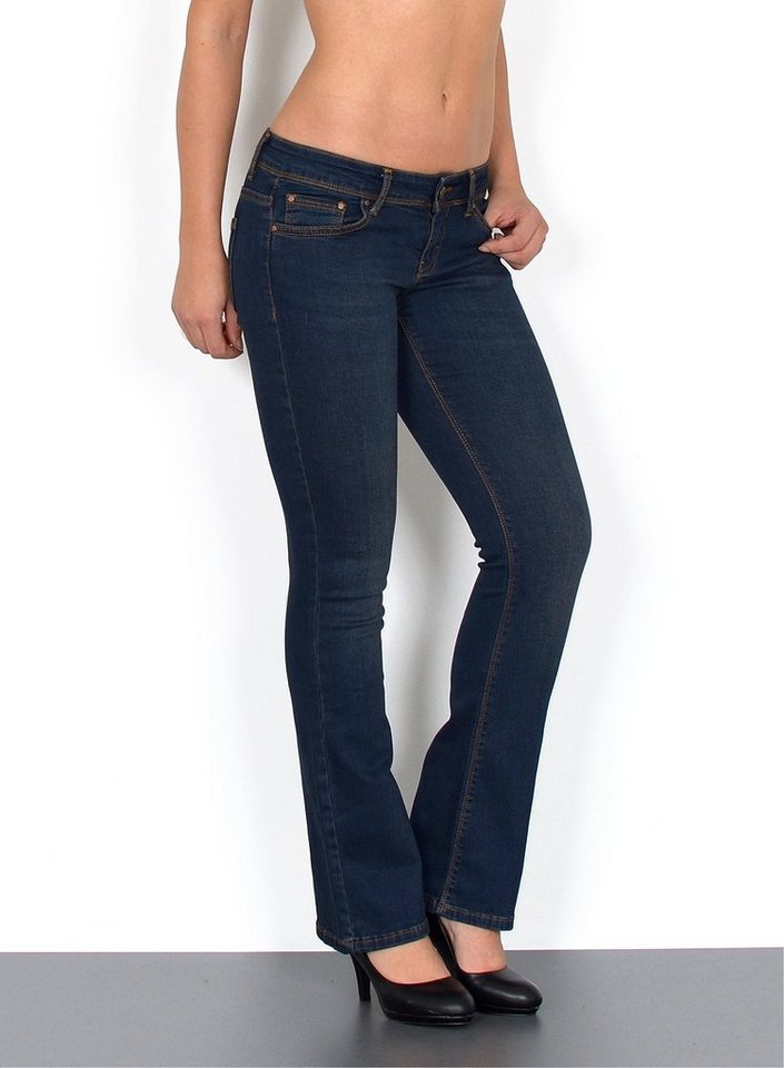 ESRA Bootcut-Jeans Damen Flared Jeans Bootcut Damen Jeanshose Schlaghose Schlagjeans B6 Bootcut Jeans Damen Low Waist Stretch Jeans Damen Schlag bis Übergröße – Bild 4 von 5