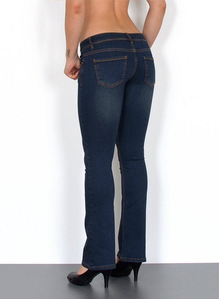 ESRA Bootcut-Jeans Damen Flared Jeans Bootcut Damen Jeanshose Schlaghose Schlagjeans B6 Bootcut Jeans Damen Low Waist Stretch Jeans Damen Schlag bis Übergröße – Bild 5 von 5