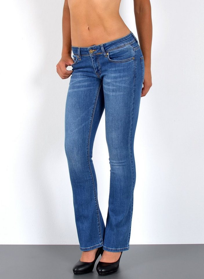 ESRA Bootcut-Jeans Damen Flared Jeans Bootcut Damen Jeanshose Schlaghose Schlagjeans B6 Bootcut Jeans Damen Low Waist Stretch Jeans Damen Schlag bis Übergröße – Bild 2 von 5