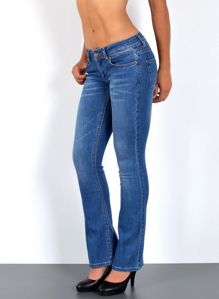 ESRA Bootcut-Jeans Damen Flared Jeans Bootcut Damen Jeanshose Schlaghose Schlagjeans B6 Bootcut Jeans Damen Low Waist Stretch Jeans Damen Schlag bis Übergröße – Bild 3 von 5