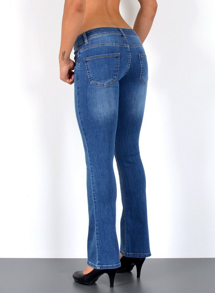 ESRA Bootcut-Jeans Damen Flared Jeans Bootcut Damen Jeanshose Schlaghose Schlagjeans B6 Bootcut Jeans Damen Low Waist Stretch Jeans Damen Schlag bis Übergröße – Bild 5 von 5