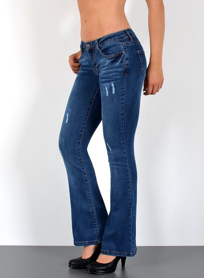 ESRA Bootcut-Jeans Schlaghose Damen Bootcut Jeans Stretch Hose mit niedrigem Bund B4 Damen Jeans Bootcut Hose Flared Leg Jeans Wide Leg Jeans weites Bein – Bild 3 von 5