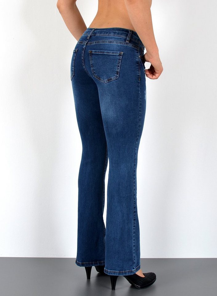 ESRA Bootcut-Jeans Schlaghose Damen Bootcut Jeans Stretch Hose mit niedrigem Bund B4 Damen Jeans Bootcut Hose Flared Leg Jeans Wide Leg Jeans weites Bein – Bild 4 von 5