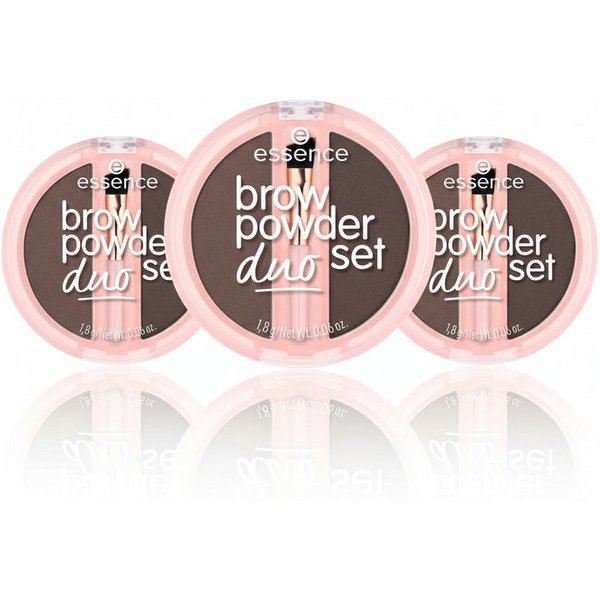 Essence Augenbrauen-Puder BROW POWDER DUO SET, 3-tlg., natürliche Definition der Augenbrauen, präzise Anwendung, verblendbar.