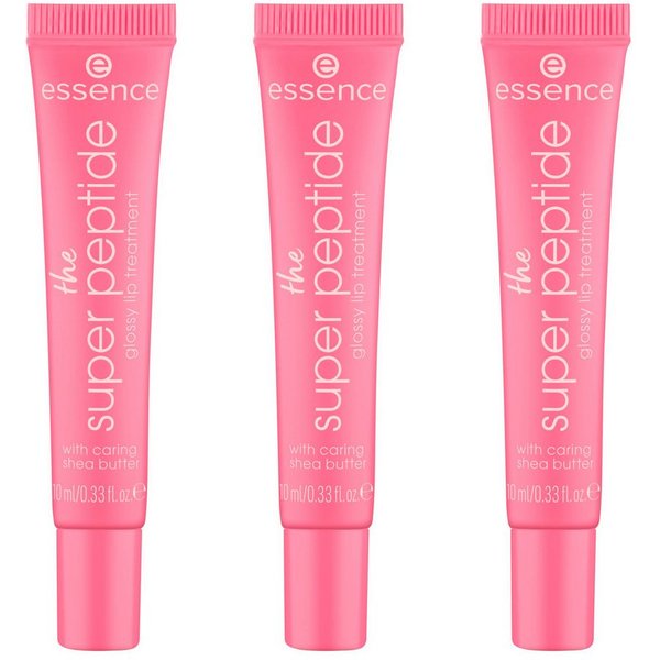 Essence Lipgloss THE SUPER PEPTIDE GLOSSY LIP TREATMENT, 3-tlg., mit milchig glänzender Textur