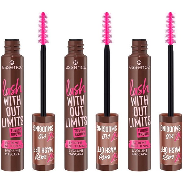 Essence Mascara lash WITHOUT LIMITS BROWN EXTREME LENGTHENING & VOLUME MASCARA, 3-tlg., mit Volumeneffekt