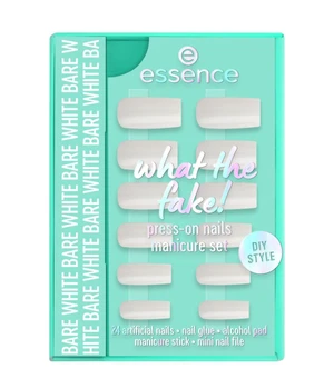 essence what the fake! PRESS-ON NAILS manicure set - bare white Nagelpflegeset · 28 Stk · Creme