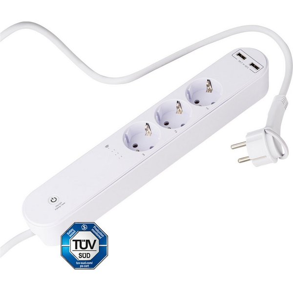 essentials Smart Home Solutions 3-fach Steckdosenleiste WLAN USB weiß 1,5 m Mehrfachsteckdose 3-fach (Ein- / Ausschalter, USB-Anschlüsse, separate Ein- / Aussch