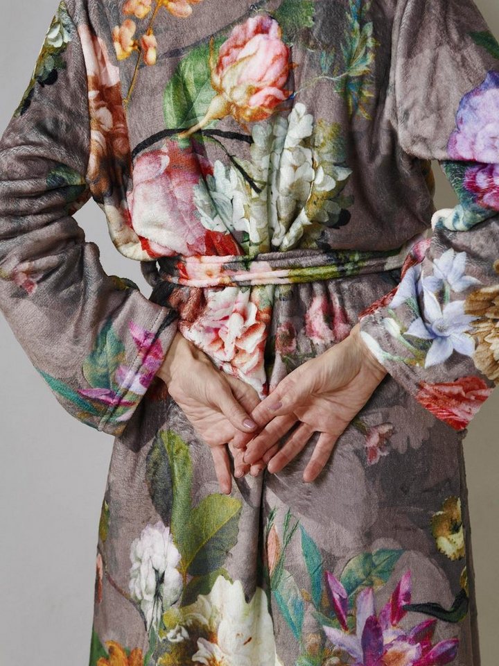 Essenza Damenbademantel Fleur, Kurzform, Polyester, Schalkragen, Gürtel, mit Blumenprint – Bild 4 von 5