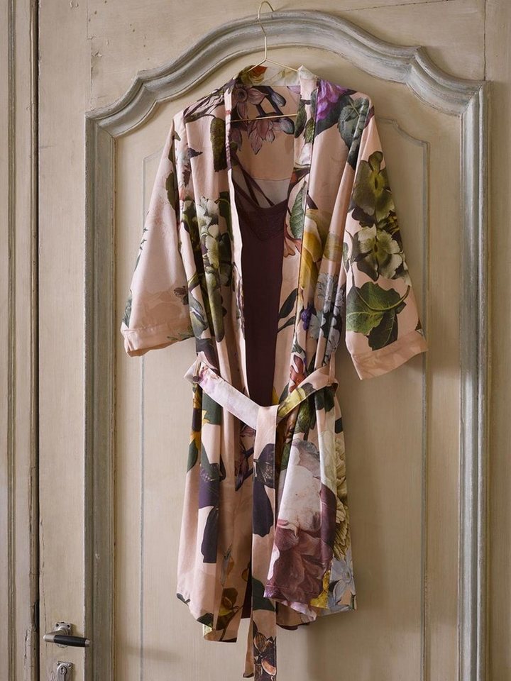 Essenza Kimono Fleur, Kurzform, Baumwolle, Kimono-Kragen, Gürtel, mit wunderschönem Blumenprint – Bild 2 von 5