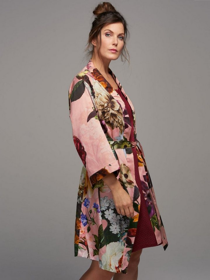 Essenza Kimono Fleur, Kurzform, Baumwolle, Kimono-Kragen, Gürtel, mit wunderschönem Blumenprint – Bild 3 von 5