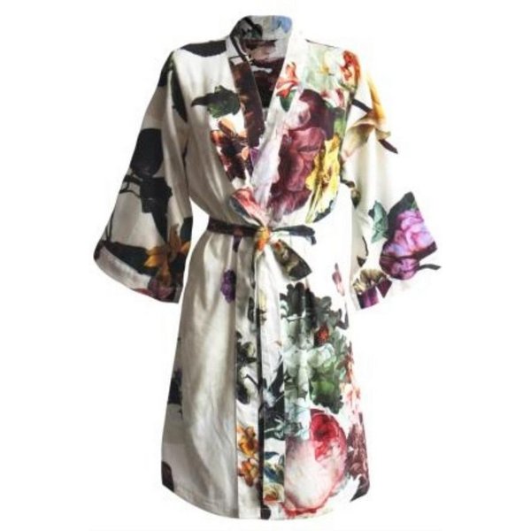 Essenza Kimono Fleur, Kurzform, Baumwolle, Kimono-Kragen, Gürtel, mit wunderschönem Blumenprint