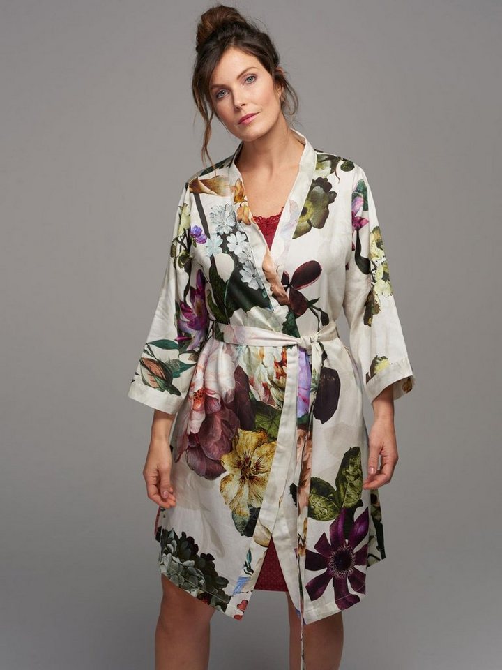 Essenza Kimono Fleur, Kurzform, Baumwolle, Kimono-Kragen, Gürtel, mit wunderschönem Blumenprint – Bild 2 von 5