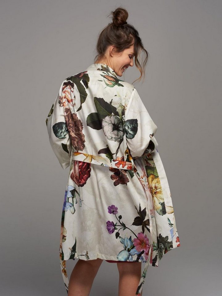 Essenza Kimono Fleur, Kurzform, Baumwolle, Kimono-Kragen, Gürtel, mit wunderschönem Blumenprint – Bild 3 von 5