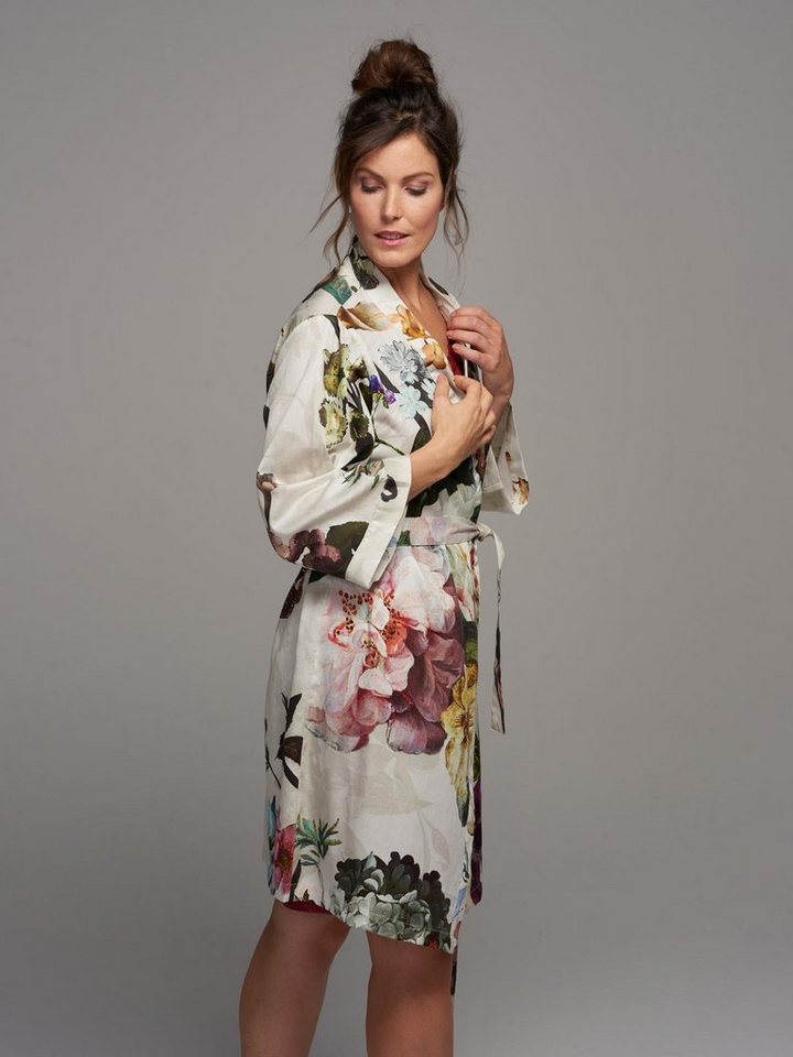 Essenza Kimono Fleur, Kurzform, Baumwolle, Kimono-Kragen, Gürtel, mit wunderschönem Blumenprint – Bild 4 von 5