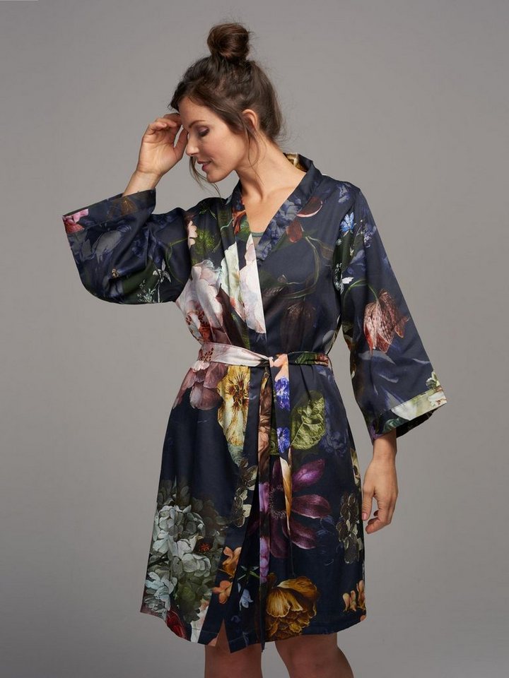 Essenza Kimono Fleur, Kurzform, Baumwolle, Kimono-Kragen, Gürtel, mit wunderschönem Blumenprint – Bild 3 von 5