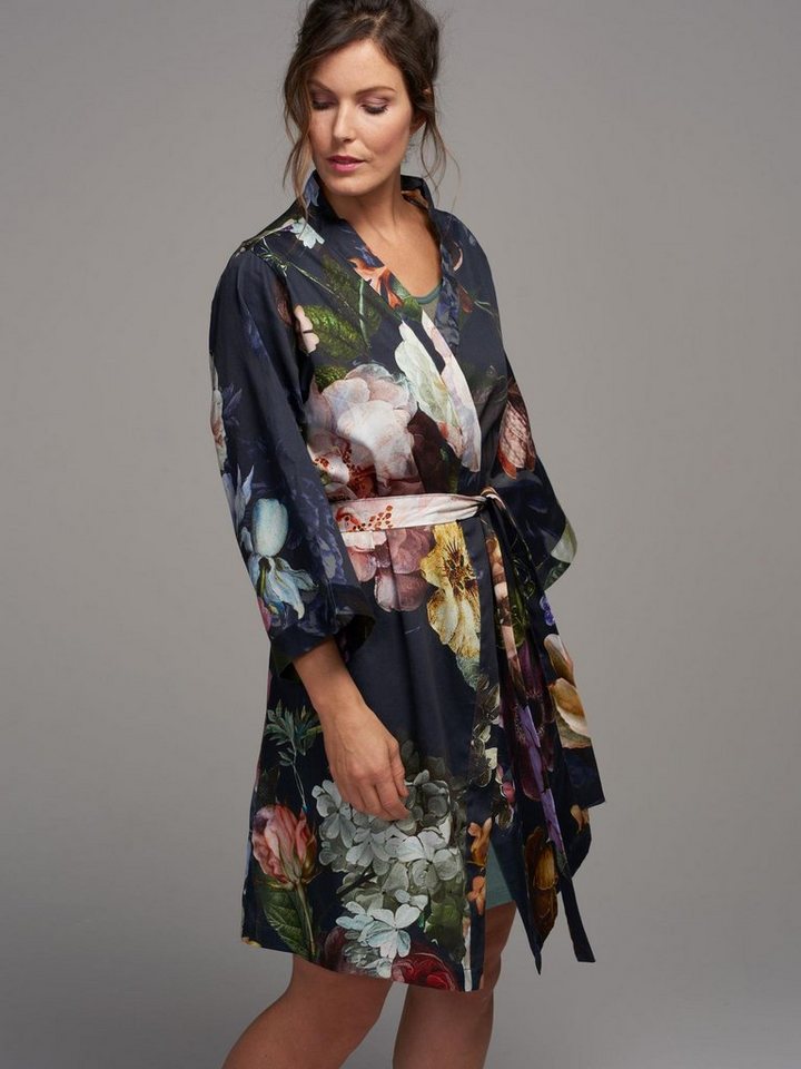 Essenza Kimono Fleur, Kurzform, Baumwolle, Kimono-Kragen, Gürtel, mit wunderschönem Blumenprint – Bild 4 von 5