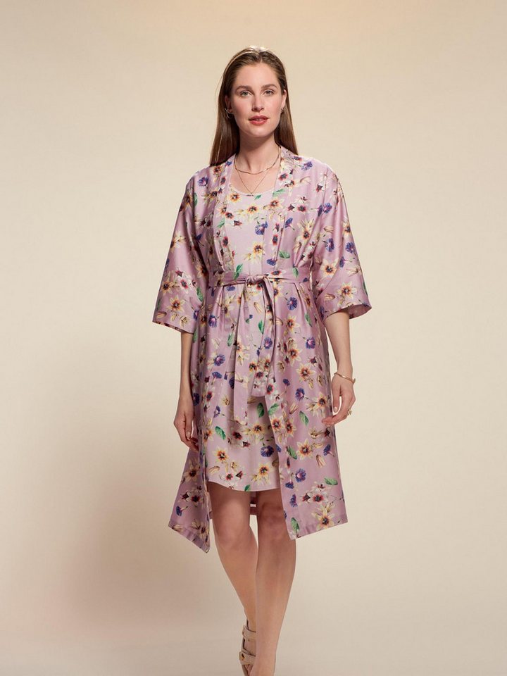 Essenza Kimono Sarai Fiorre, Kurzform, Kimono-Kragen, Gürtel, mit wunderschönem Blumenprint – Bild 2 von 5