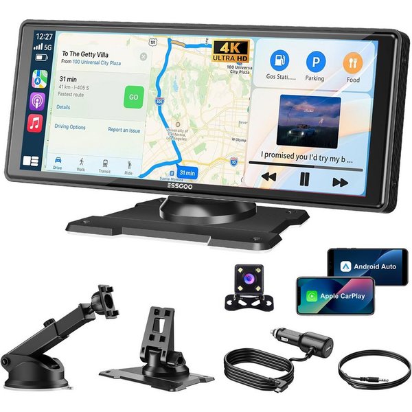 ESSGOO 10.26" 4K Wireless Carplay Apple CarPlay Android Auto Rückfahrkamera Navigationsgerät