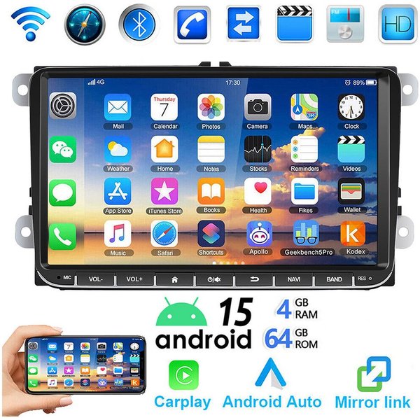 ESSGOO 9" Android 14 Carplay Für VW GOLF 5 6 Passat Caddy Touran EOS Polo 6R Autoradio (DAB+ (optional), FM, RDS, Android Auto GPS Navi WIFI FM Bluetooth RDS To