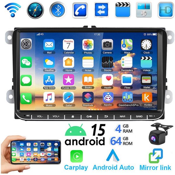 ESSGOO 9" Android 14 Carplay Für VW GOLF 5 6 Passat Caddy Touran EOS Polo 6R Autoradio (DAB+ (optional), FM, RDS, Android Auto GPS Navi WIFI FM Bluetooth RDS To