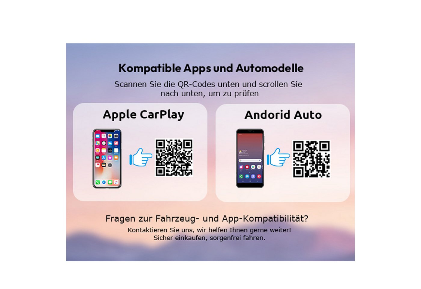 ESSGOO 9'' Tragbarer CarPlay Android Auto Wireless Display Autoradio Display Navigationsgerät (Kabellos Apple Carplay /Android Auto Auflösung: 1024*600) – Bild 3 von 5