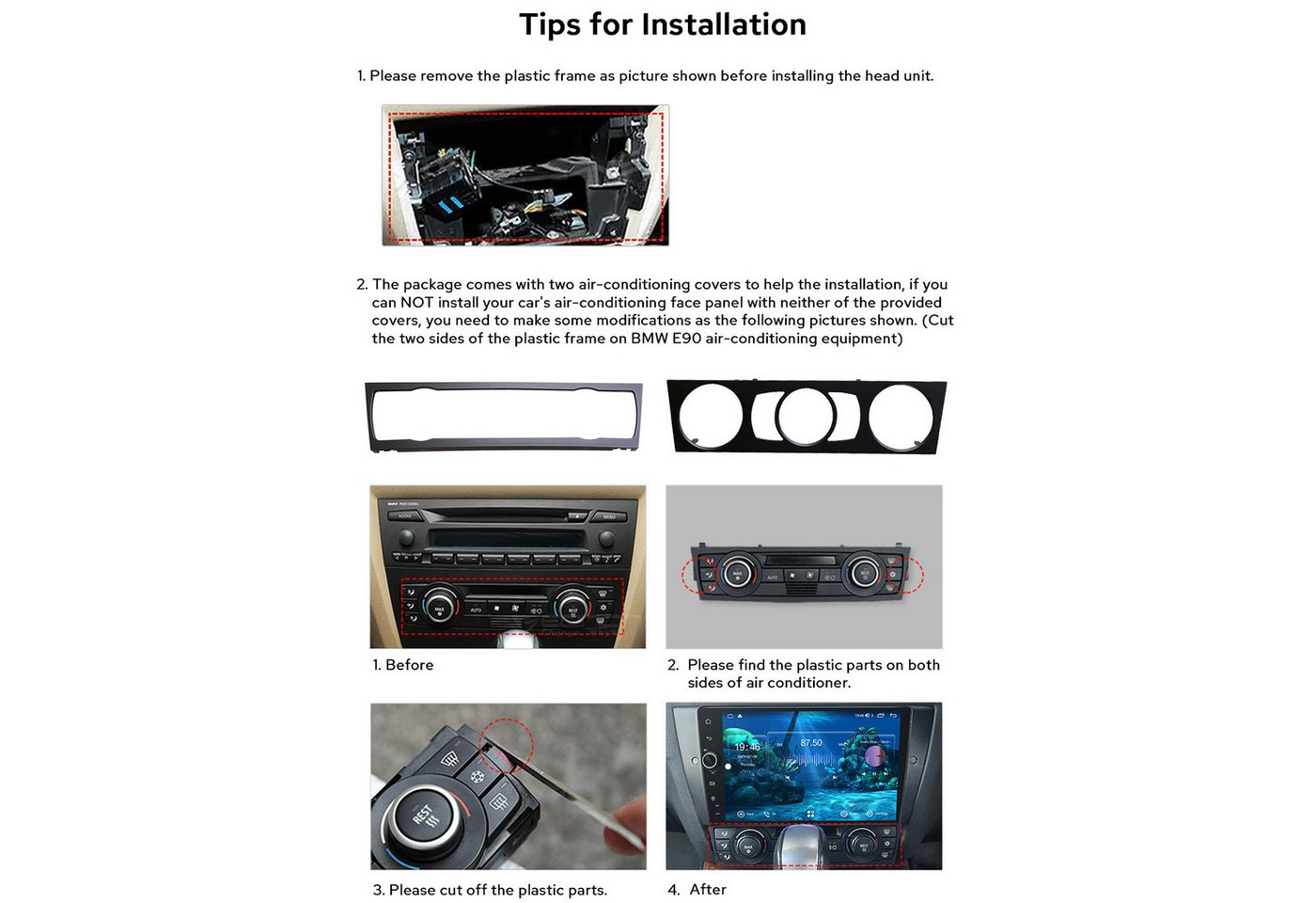 ESSGOO Für BMW 3ER E90 E91 E92 E93 Carplay RDS Android 15 Autoradio GPS Navi Navigationsgerät (Carplay Android Auto Bluetooth EQ USB GPS Navi WIFI Touchscreen) – Bild 5 von 5