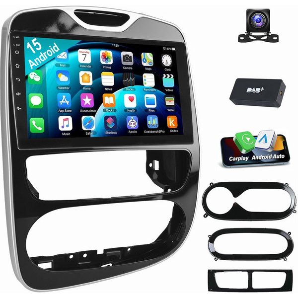ESSGOO Für Renault Clio 4 2013-2018 Android 15 Autoradio Autoradio (Digitalradio (DAB), FM, Apple Carplay Android Auto GPS Navi WIFI BT SWC)