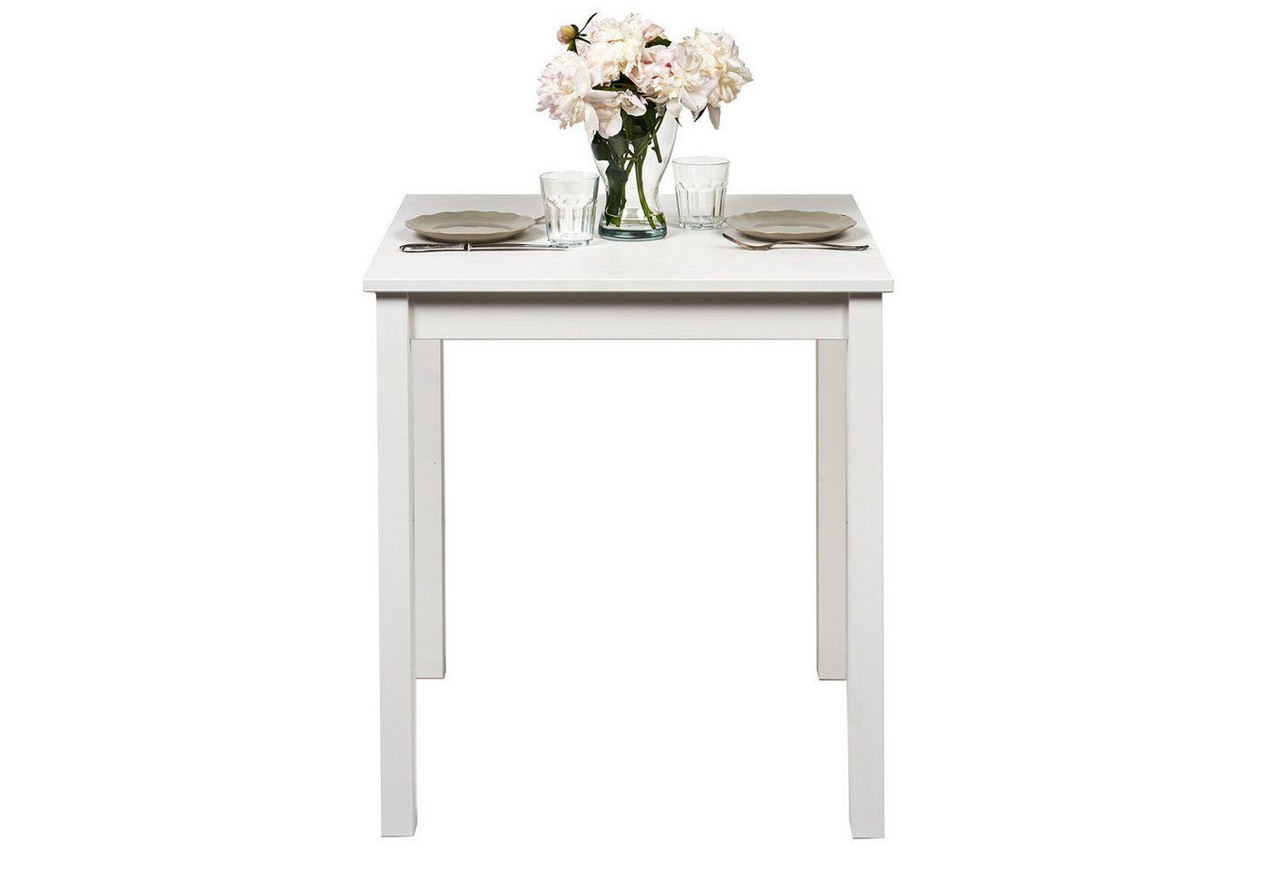 hagge home Esstisch hagge home Vesa, Küchentisch klein Kiefernholz massiv 68 x 68 x 75 cm Weiß – Bild 3 von 5