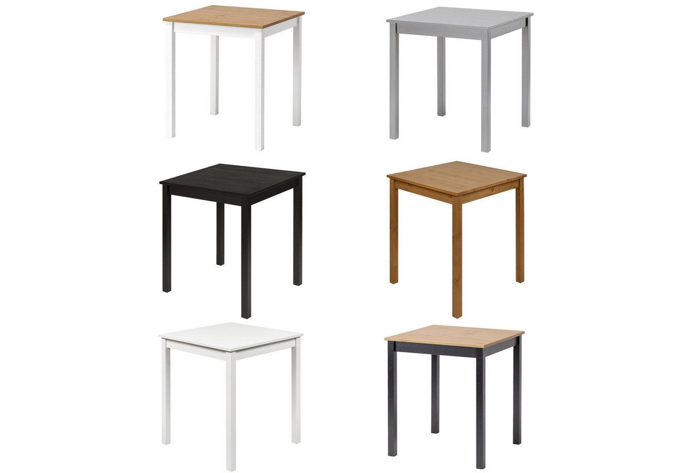 hagge home Esstisch hagge home Vesa, Küchentisch klein Kiefernholz massiv 68 x 68 x 75 cm Weiß-Braun – Bild 5 von 5